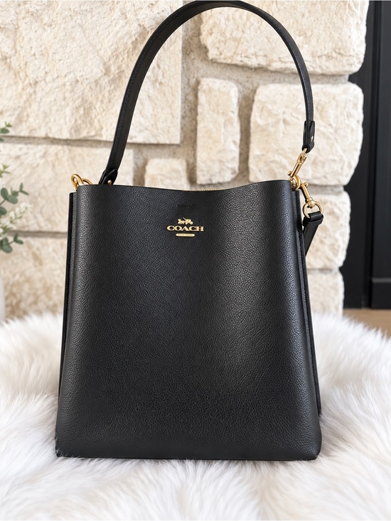 Coach Handbags - Coach Mollie Bucket Bag CA214 Black Leather Gold Hardware